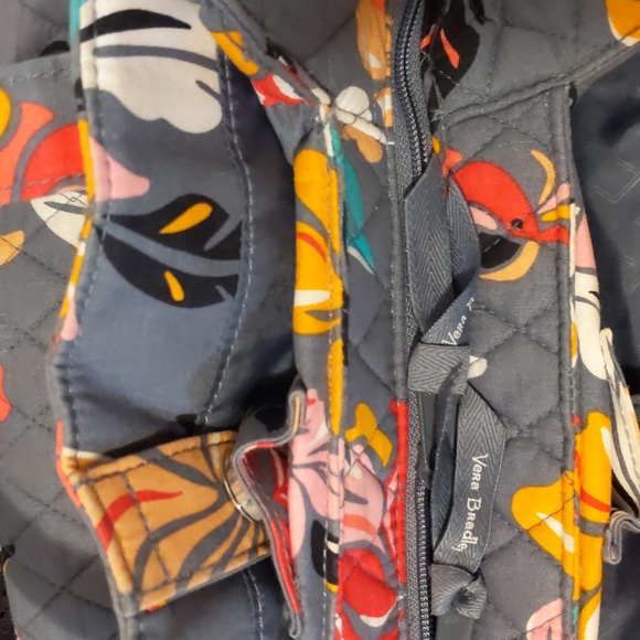 Vera Bradley Gray Floral Shoulder Purse Bag - Picture 3 of 5